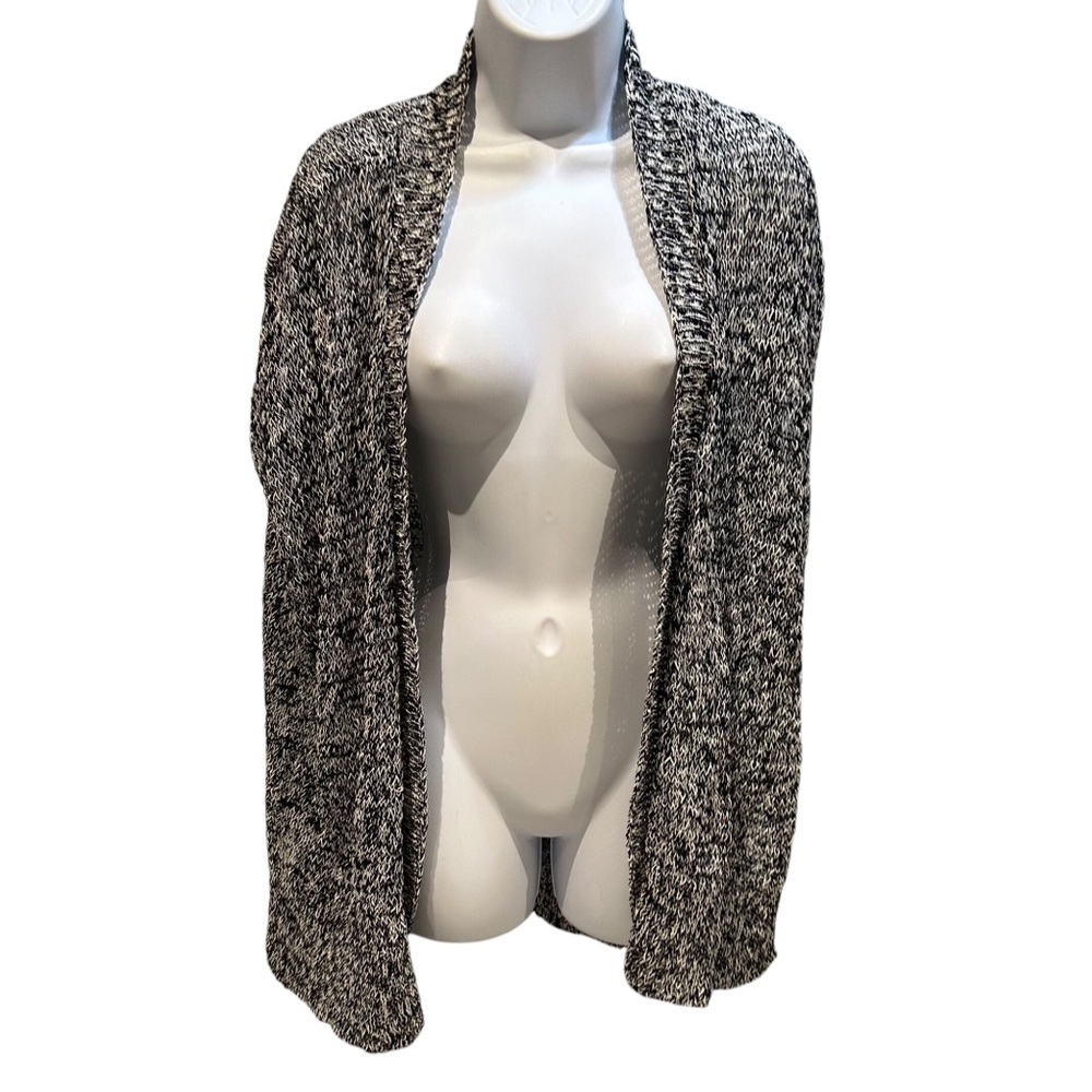 Eileen Fisher Open Sleeveless Shrug Cardigan Black White Size Medium